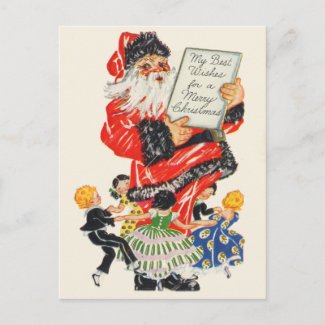 Retro Santa Christmas Postcards postcard