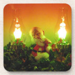 Retro Santa Claus and Bubble Lights Beverage Coasters