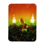 Retro Santa Claus and Bubble Lights Rectangular Magnet