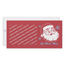 Retro Santa Elf Made Man Personalized Photo Card