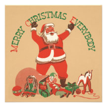 Retro Santa Flat Christmas Card
