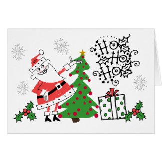 Retro Santa Ho Ho Ho Christmas Greeting Card