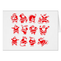 Retro Santas Greeting Cards