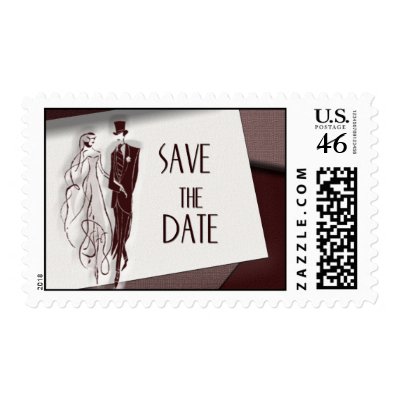 Retro save the date postage stamp by aslentz