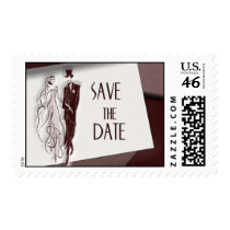 Retro save the date postage