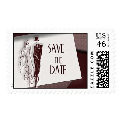 Retro save the date postage stamp