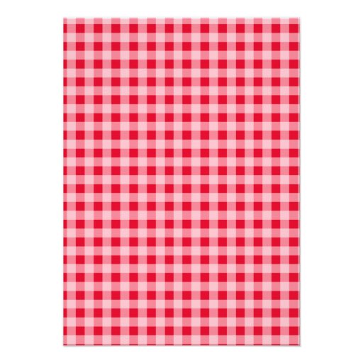 Retro Scarlet Red Gingham; Chalkboard look Personalized Announcement
