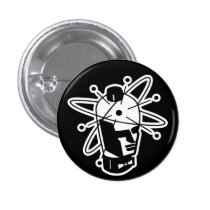 Retro Sci-Fi Robot Head - Black & White buttons
