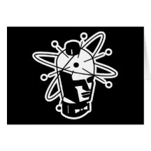 Retro Sci-Fi Robot Head - Black & White Greeting Card