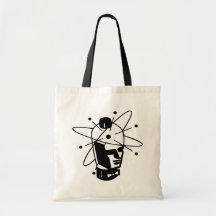 Retro Sci-Fi Robot Head - Black & White Tote Bags