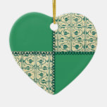 Retro Scrap Patchwork Green Heart Ornament