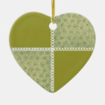 Retro Scrap Patchwork Sage Heart Ornament