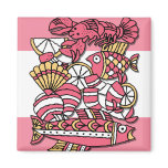 Retro Seafood Kitchen Magnet