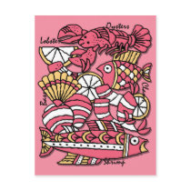 Retro Seafood Recipe Card postcards