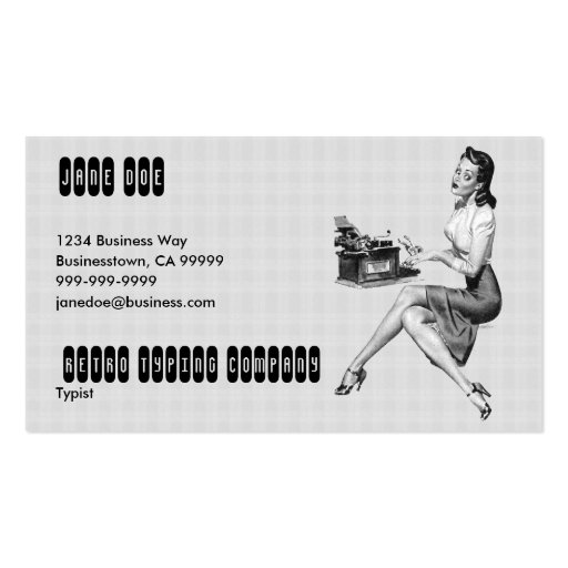 Retro Secretary B/W Business Card