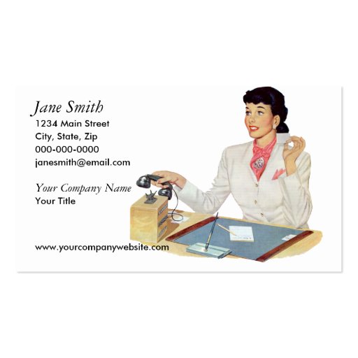 Retro Secretary Business Cards (front side)