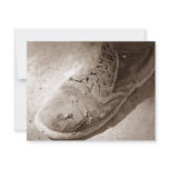 Retro Sepia Worn Work Boot Retirement Invitations