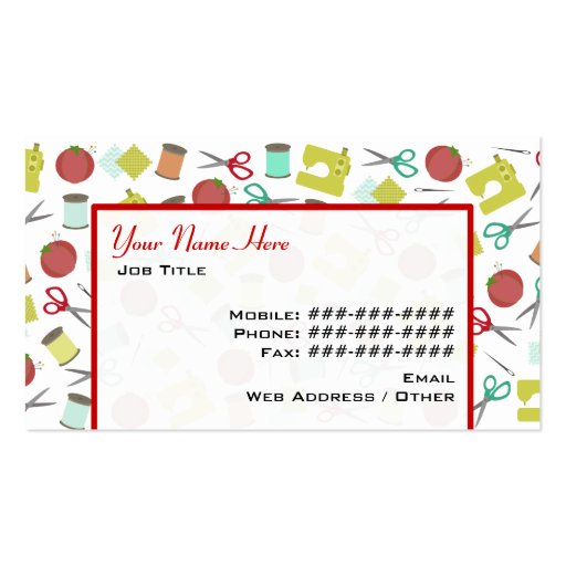 Retro Sewing Themed Business Card (back side)