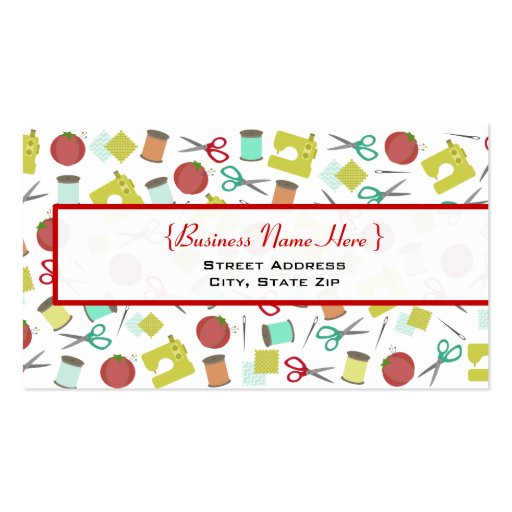 Retro Sewing Themed Business Card (front side)