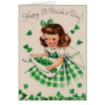 Retro Shamrock Irish Girl St. Patrick's Day Card