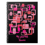 Retro Shapes Red and Pink Squares Blank Book Note Books