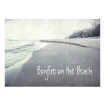 Retro Shoreline Bonfire on the Beach invitations