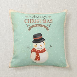 Retro Showmen Happy New Year Merry Christmas Throw Pillow