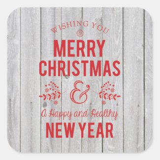Retro Sign in Rustic Wood Merry Christmas Sticker