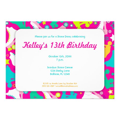 Retro Skates Custom Invitation "Let's Skate!"