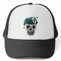Retro skull and beret military motif hat