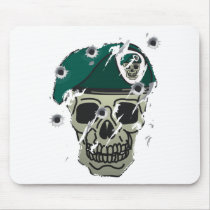 Retro skull and beret military motif mouse pads