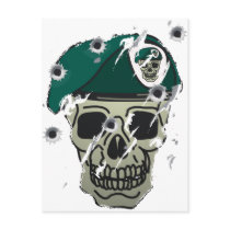 Retro skull and beret military motif postcard