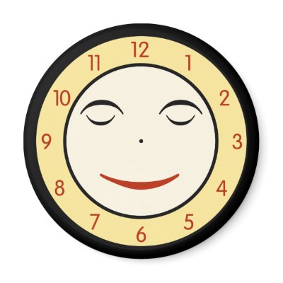 Retro Sleepy Clock Face Refrigerator Magnets by opheliasart