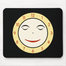 Retro Sleepy Clock Face mousepads by opheliasart Retro Sleepy Clock Face mousepads