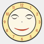Retro Sleepy Clock Face Round Stickers