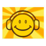 Retro Smiley Headphones Post Cards
