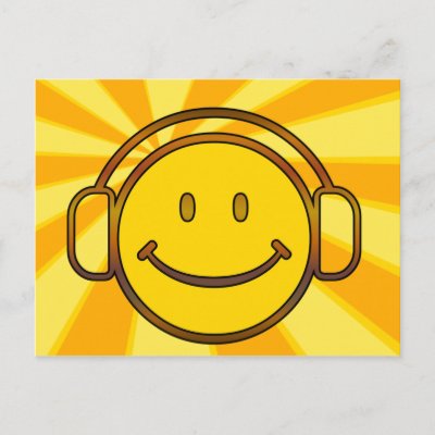 smiley background. Retro Smiley Headphones Post
