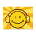Retro Smiley Headphones postcards by postcardsfromtheedge Retro Smiley Headphones postcards