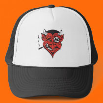 retro smoking devil face hats
