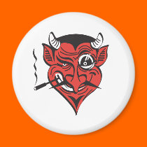 retro smoking devil face magnets