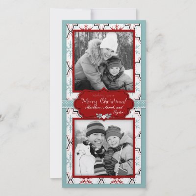 Retro Snowflakes Photo Card Duo