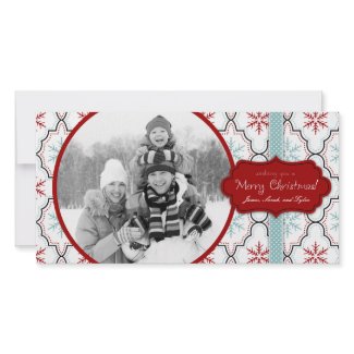 Retro Snowflakes Photo Card