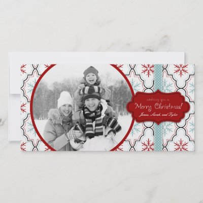 Retro Snowflakes Photo Card