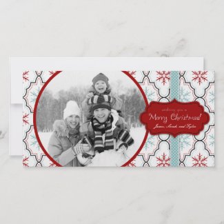 Retro Snowflakes Photo Card photocard