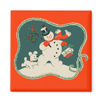Retro Snowman Refrigerator Magnets