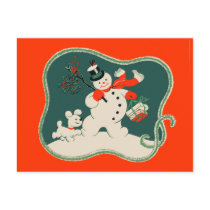 Retro Snowman Post Card