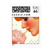 Retro soda fountain strawberry Postage Stamps