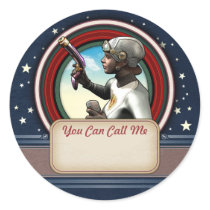 Retro Space Girl Name Tag Stickers