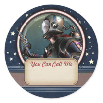 Retro Space Man Name Tag Stickers