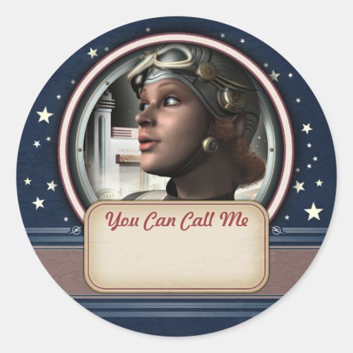 Retro Space Pilot Name Tag Stickers